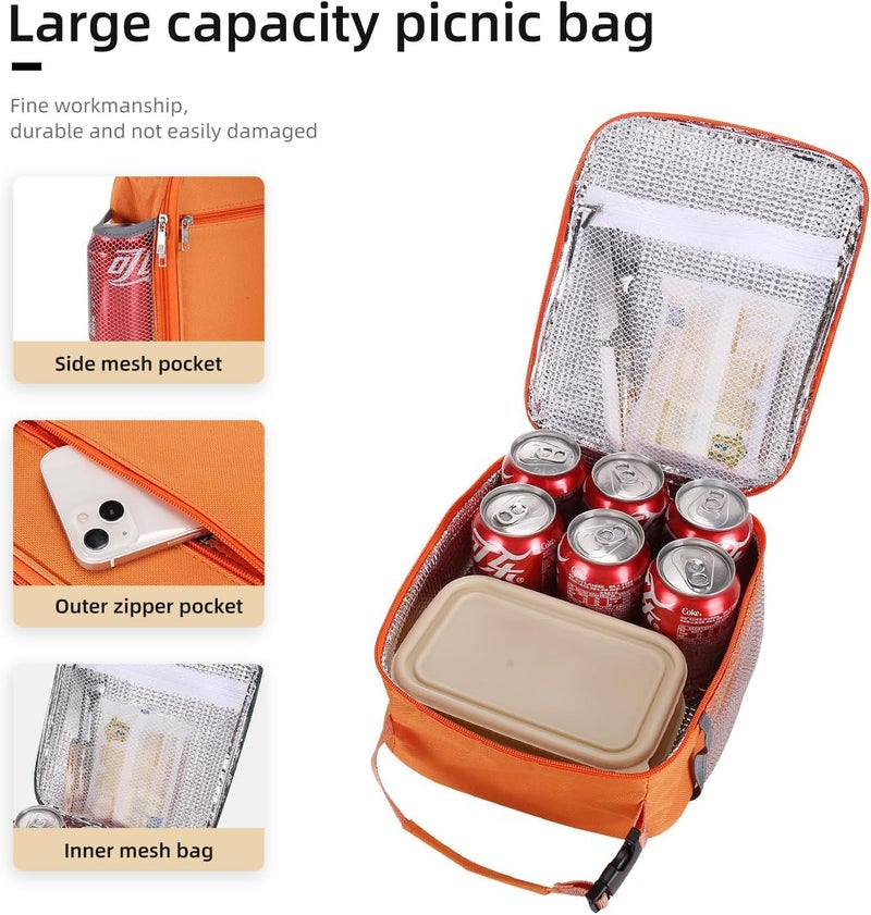 Lovoeo Lunch box Lunch bag for men women Insulated Lunchbox Lunch bags for Work Picnic Travel (Orange) - Image 4
